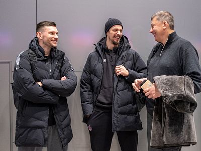 Иван Ухов, Антон Астапкович и Сергей Панов (фото: М. Сербин, cskabasket.com) 